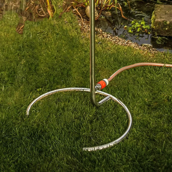 POOL Total IDEAL Dusche Marlin Edelstahl poliert | Kaltwasser-Gartendusche mit Regenduschkopf