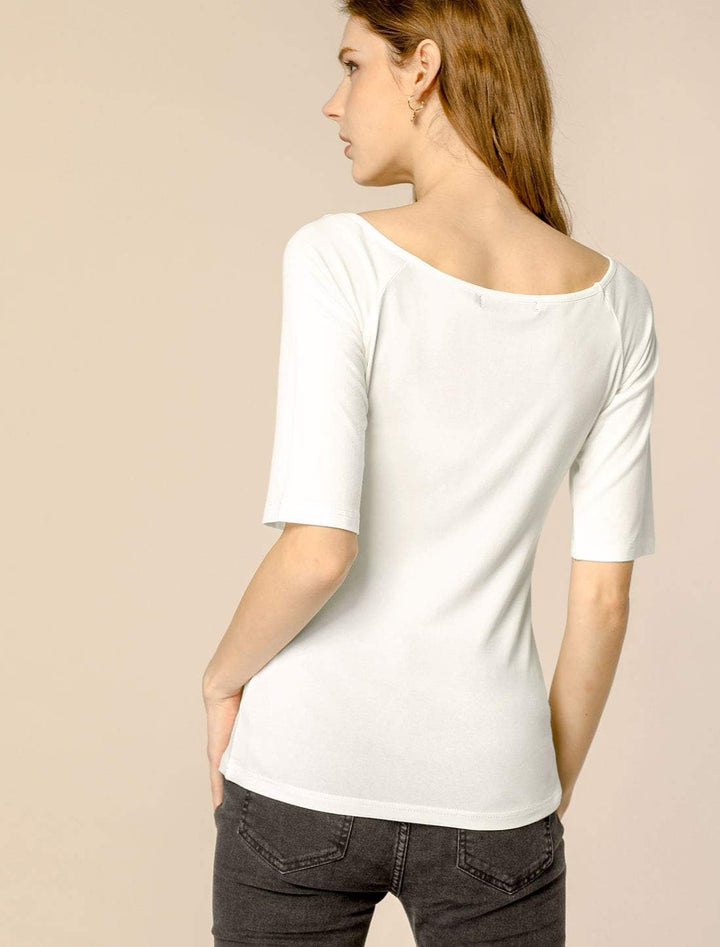 Allegra K Damen Basic Tee Bluse XL Beige, XL Beige