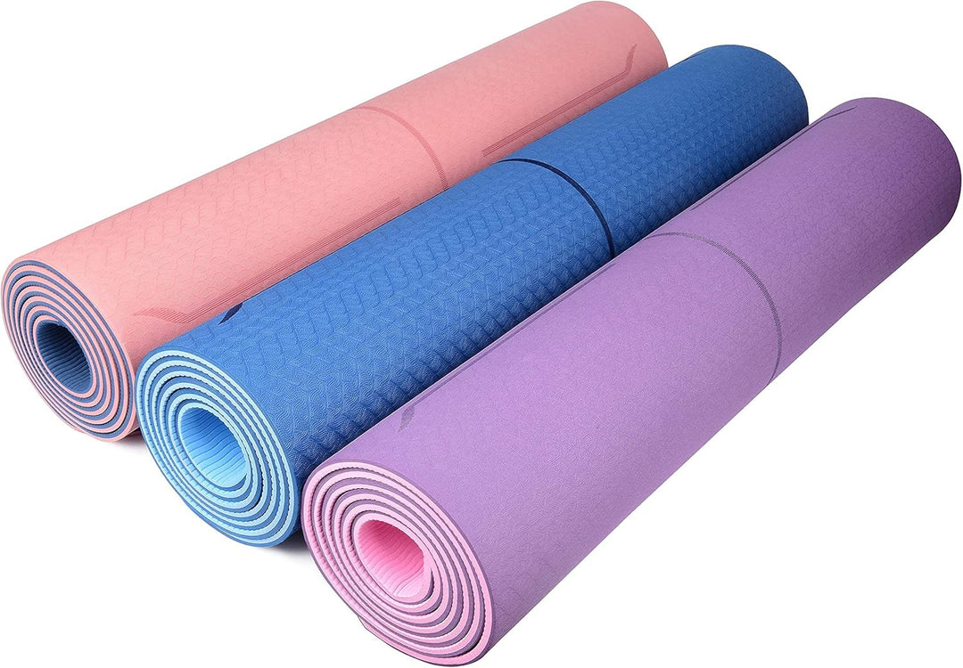 YOGATI Yogamatte rutschfest Schadstofffrei, mit Tragegurt. Yoga Matte mit Ausrichtungslinien. Ideal