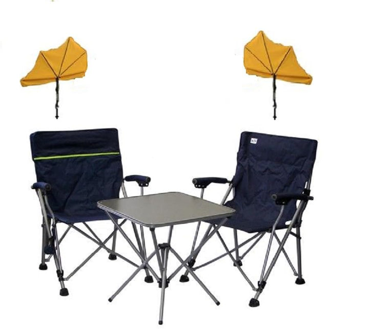 Mit 2 Stück Fächerschirm GELB - Camping Reise -Set Holly&