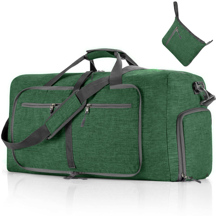 Vomgomfom 85L Reisetasche mit Schuhfach, Grosse Falttasche für Camping, Reisen, Fitness, Dunkelgrün