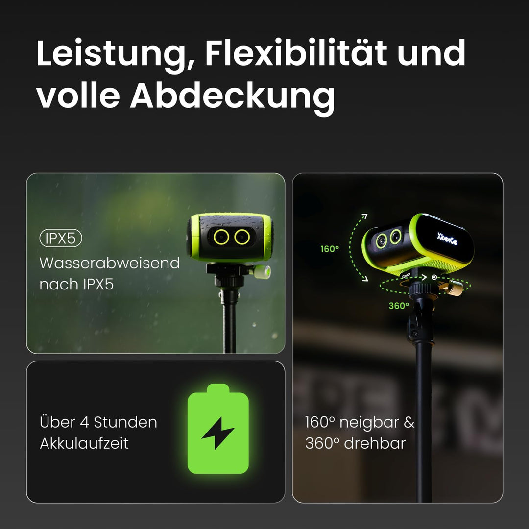 XbotGo Falcon 4K AI Sport Kamera mit Auto Tracking – Fussball & Basketball für Teams, Action Cam mit