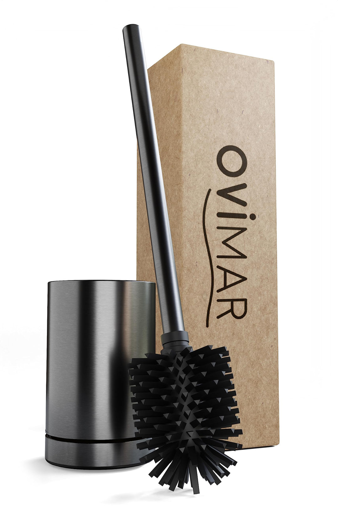 ovimar Toilettenbürste Kniven Gunmetal matt | Silikon Klobürste | Belüftungsfunktion | frei stehend