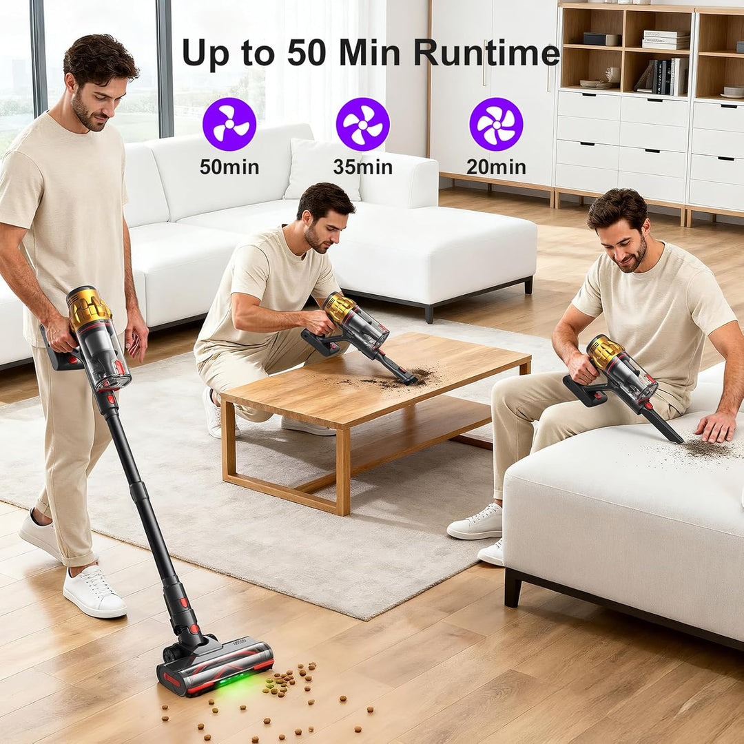 Lubluelu Akku-Staubsauger 50000Pa, kabellos mit Smart Display & Anti-Tangle-Bodenbürste, leicht & fl