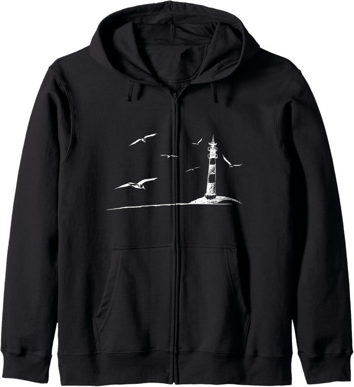 Meer Leuchtturm & Möwen Lässiges Ostsee Nordsee Kapuzenjacke