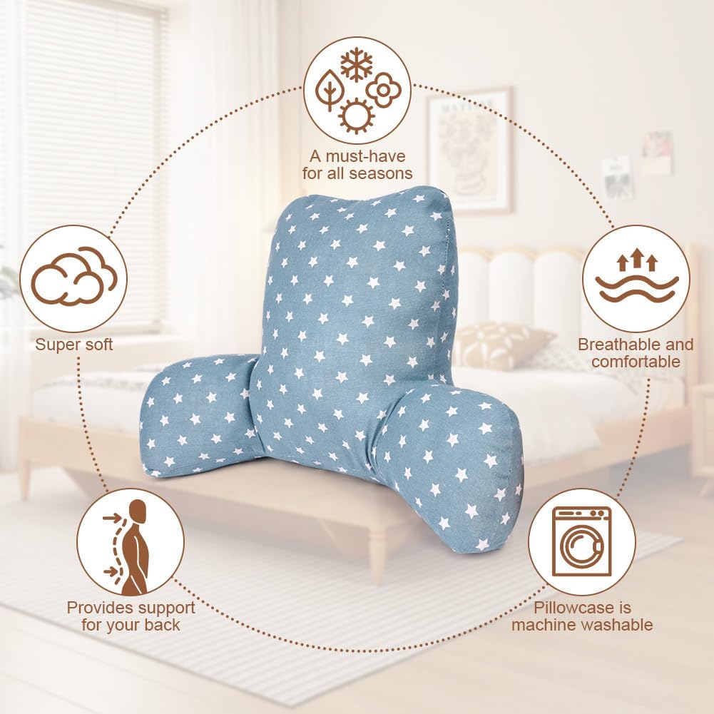 AOOWU Lesekissen, Rückenkissen mit Armlehnen, Rückenlehne im Bett oder auf der Couch, Bettruhekissen