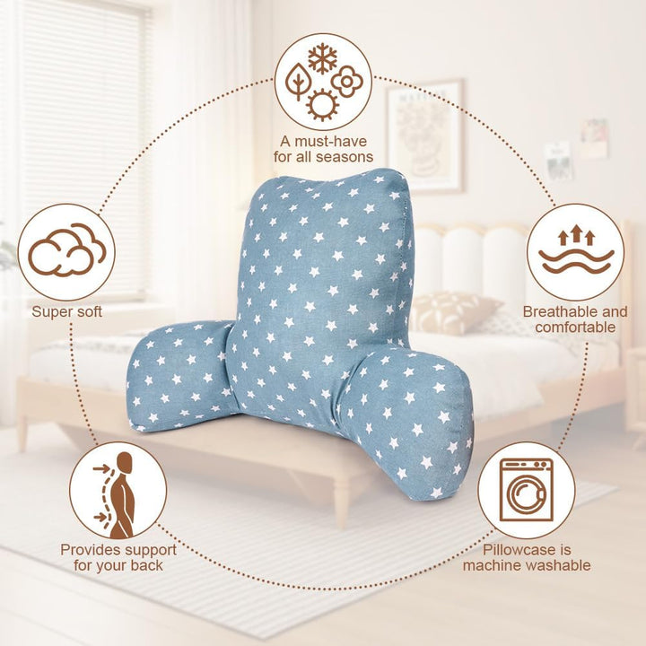 AOOWU Lesekissen, Rückenkissen mit Armlehnen, Rückenlehne im Bett oder auf der Couch, Bettruhekissen