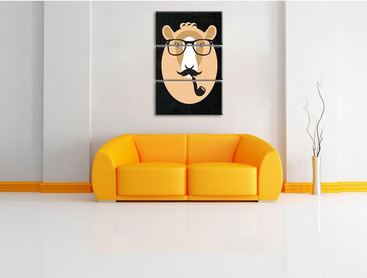 Pixxprint Hipster Schaf als Leinwandbild/Grösse: 3 Teilig (120x80 cm) cm/Wandbild/Kunstdruck/fertig