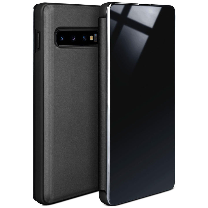 moex Void Case für Samsung Galaxy S10 Hülle in Hochglanz Optik, Clear View Cover Spiegelhülle, Flip