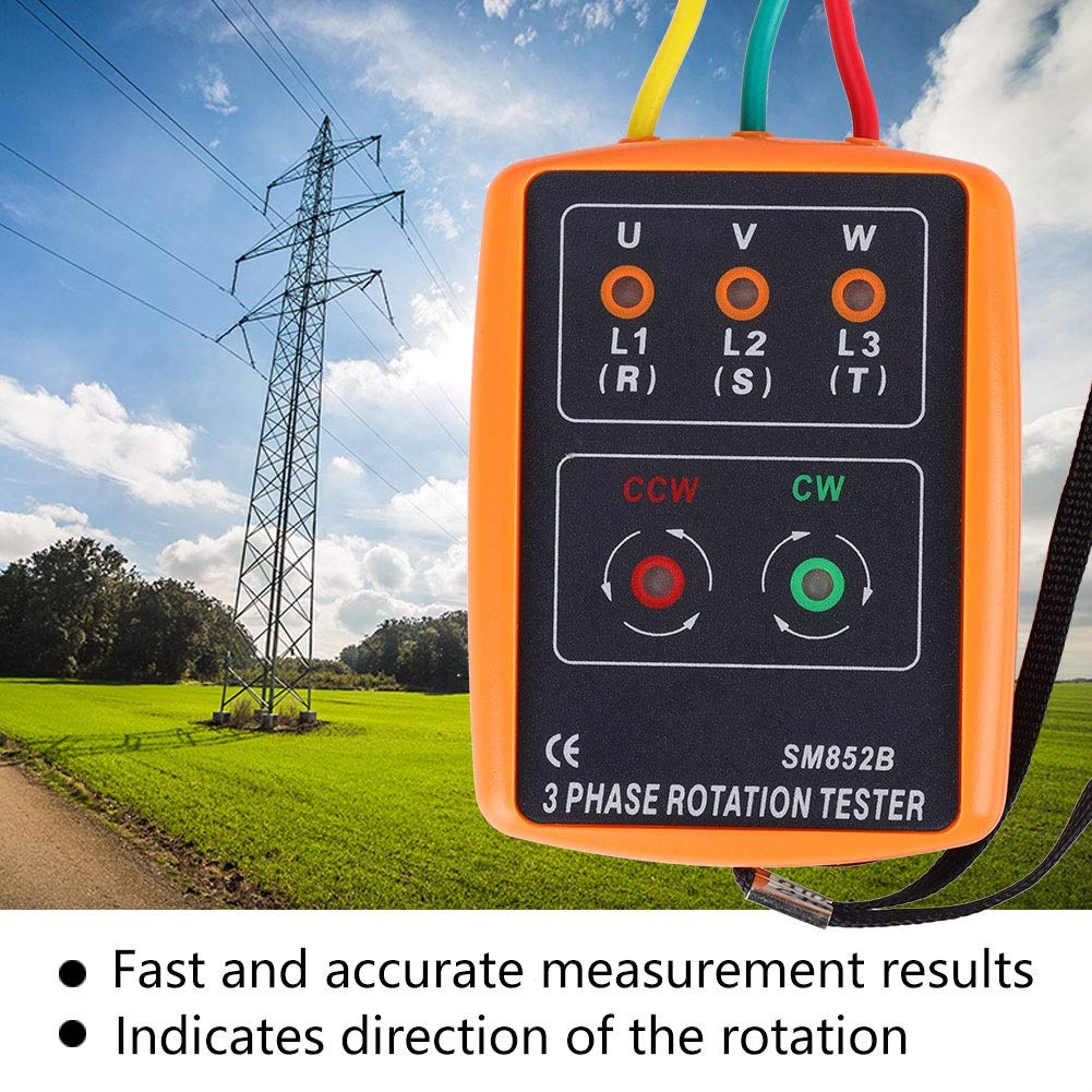 Oumefar 3 Phasen 60V bis 600V AC Sequenz Reihenfolge Anwesenheit Rotation Checker Indikator Detektor