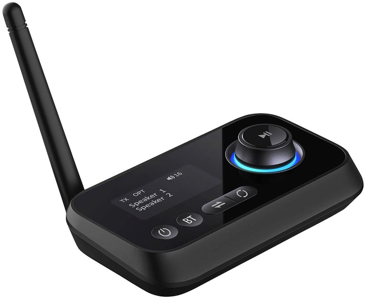 auvisio Transmitter, Bluetooth: 2in1-Audio-Sender und -Empfänger mit Bluetooth 5, TOSLINK, LED-Displ