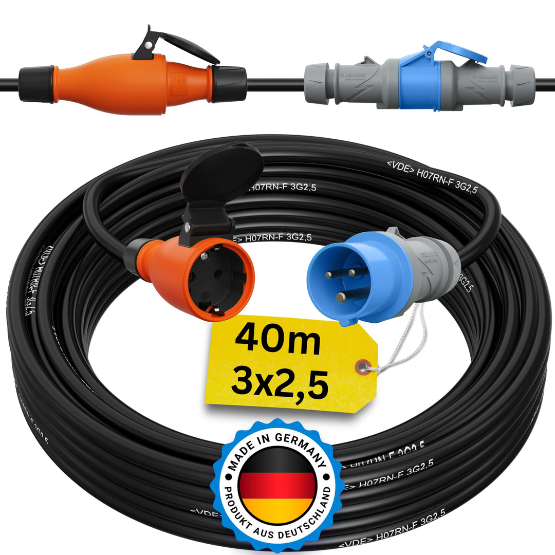 netbote24 CEE Stecker Schuko Adapterkabel Camping Caravan Boot Campingkabel H07RN-F 3x2,5 3g2,5 IP44