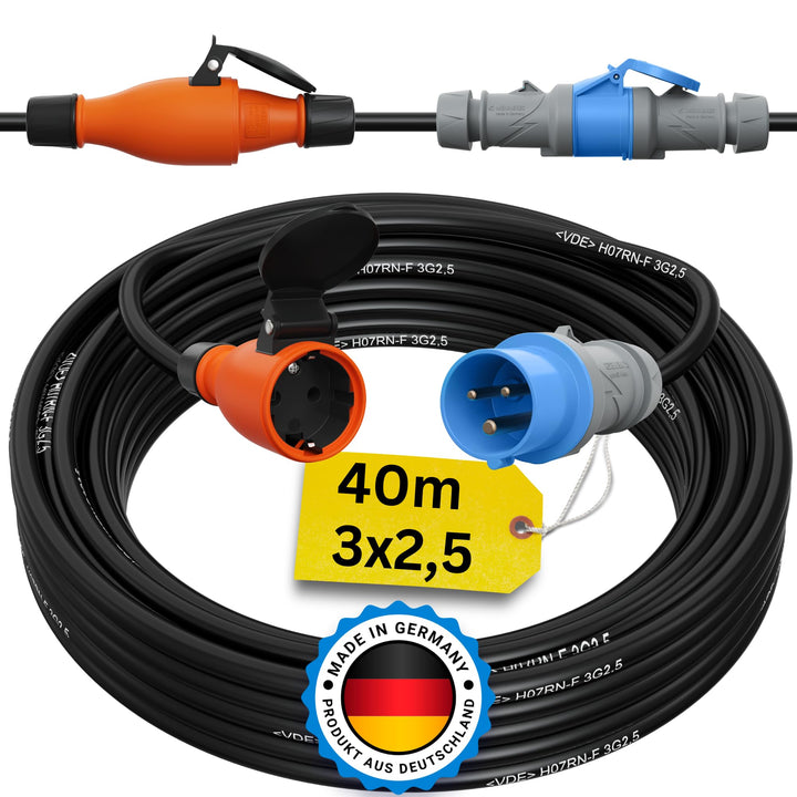 netbote24 CEE Stecker Schuko Adapterkabel Camping Caravan Boot Campingkabel H07RN-F 3x2,5 3g2,5 IP44