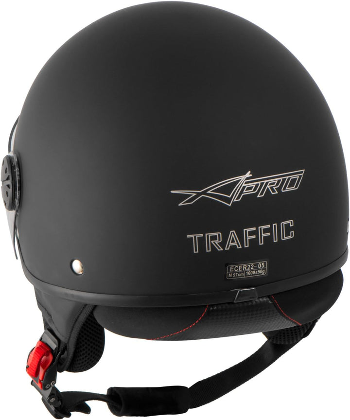 Motorradhelm Motorrad Roller Jet Helm Innensonnenblende 2 Viser SonicMoto 57 cm ( M) Matt Schwarz, 5