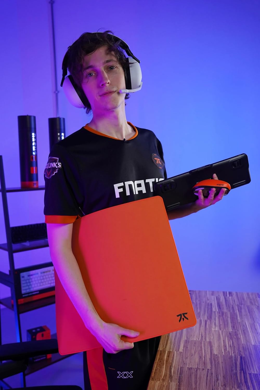 Fnatic MAX Focus 3 L Pro Gaming Mouse Mat, Sunrise Orange Smooth Cloth Control Surface, Water Resist