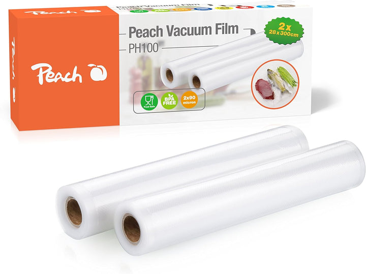 Peach Vakuumierfolie - 10 Rollen à 28x300cm - 30 Meter - Lebensmittel natürlich Frischhalten - kein