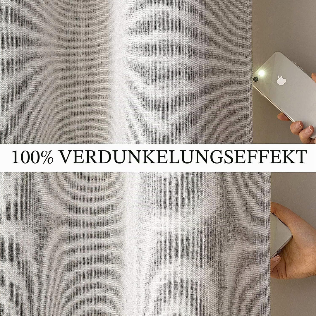 MIULEE Verdunklungsvorhänge mit ösen Gardinen Leinenoptik 2er Set 175 x 140 cm Grau Weiss Vorhang Bl