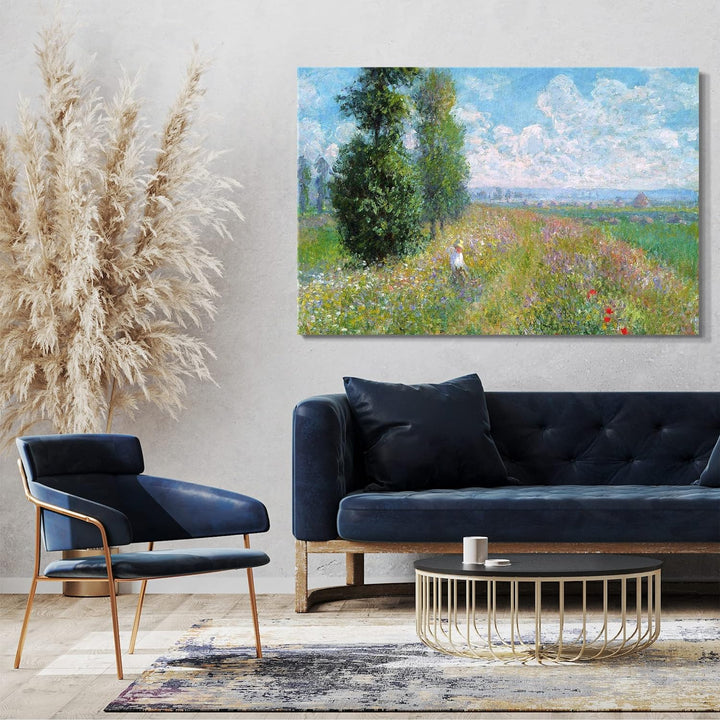 Printed Paintings Leinwand (80x60cm): Claude Monet - Wiese mit Pappeln 80x60 cm, 80x60 cm