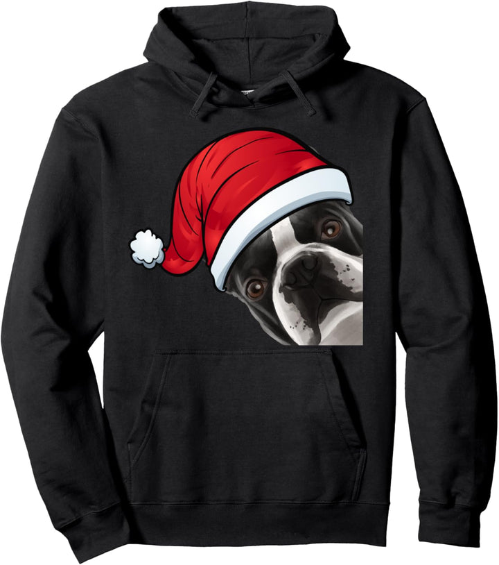 Weihnachten Hund Weihnachtsmann Boston Terrier Pullover Hoodie