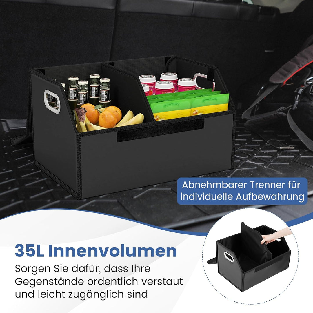 COSTWAY Auto Kofferraum mit Deckel, 35 L Kofferraum-Organizer faltbar, SUV Limousine Aufbewahrungsbo