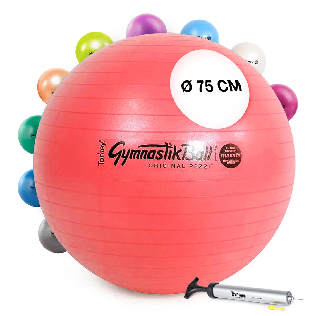 PEZZI Original Ball MAXAFE Pumpe Gymnastikball Sitzball, 75 cm Rot