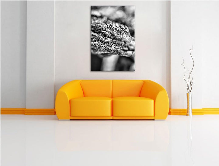 Pixxprint Monocrome, farbenfroher Waran, Format: 100x70 auf Leinwand, 100x70