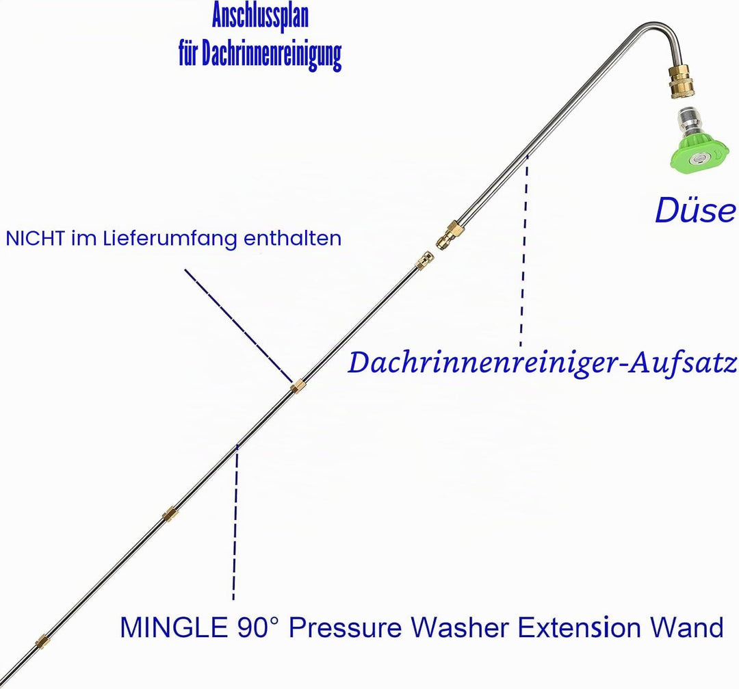 M MINGLE Hochdruckreiniger Dachrinnenreiniger-Aufsatz, abgewinkelter Verlängerungsstab für Dachrinne