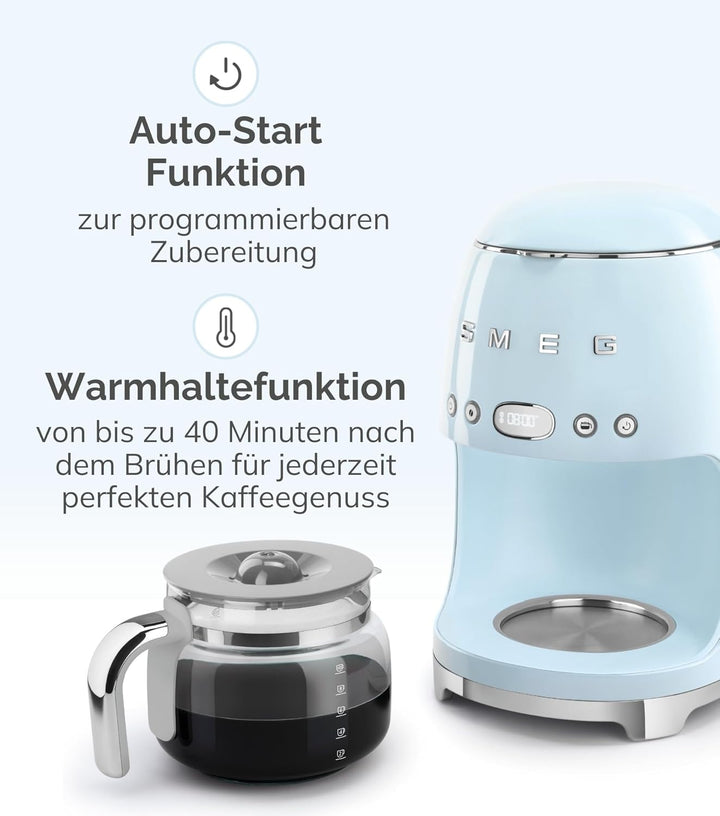 SMEG - Máquina de Café de Filtro, Anni 50, Preto mate DCF02BLMEU Mattschwarz, Mattschwarz