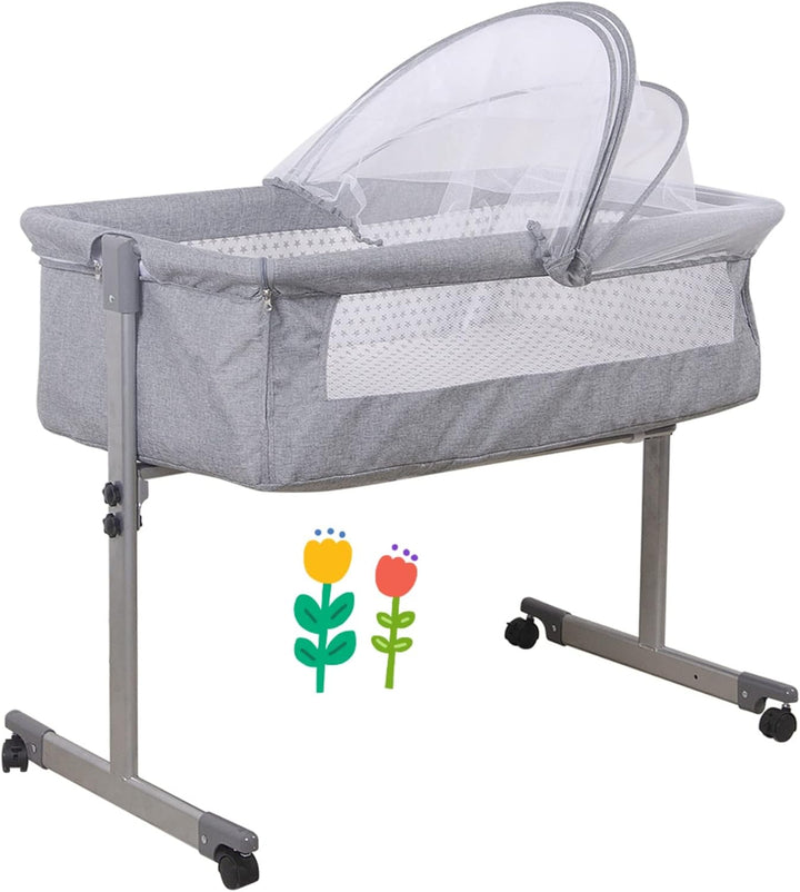 RELOVE Wiege mit Gittern, Wiege mit Gittern, Wiege mit Matratze, für Babys und Babys von Geburt bis