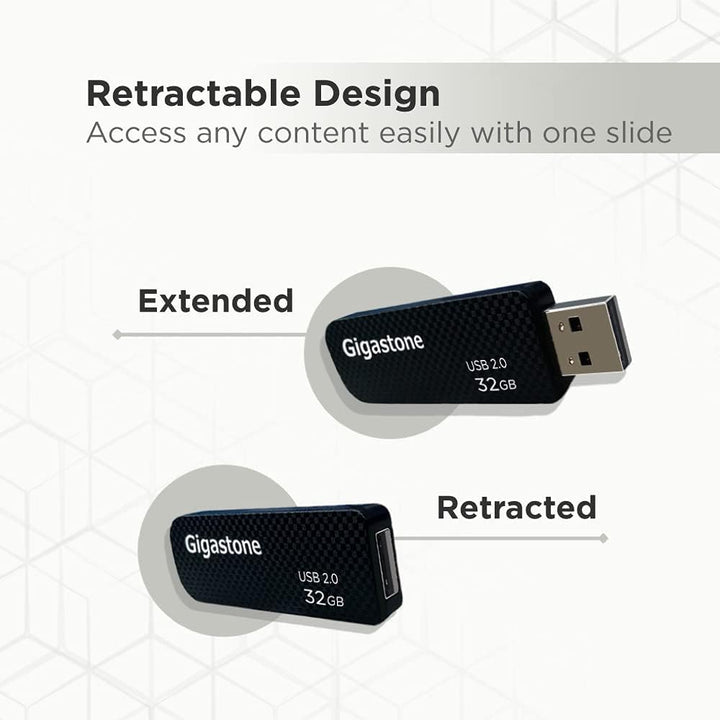 Gigastone 128 GB USB 3.0 Flash-Laufwerk, ohne Kappe, einziehbares Design, Kohlefaser-Stil, zuverläss