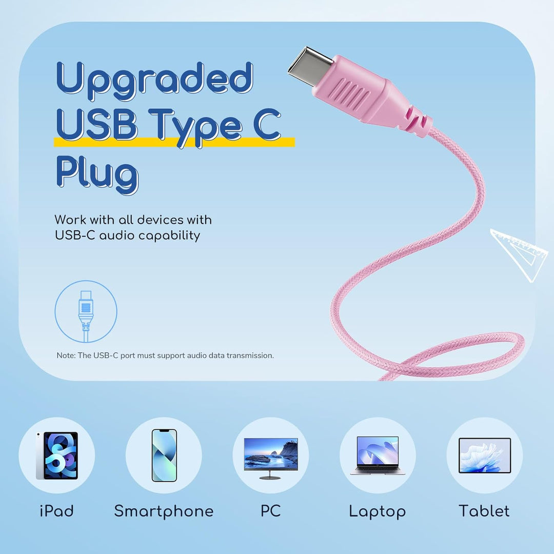 EarFun Kinder Kopfhörer, Kopfhörer Kinder mit USB-C Kabel, 85/94dB Lautstärkenbegrenzer, Faltbare, E