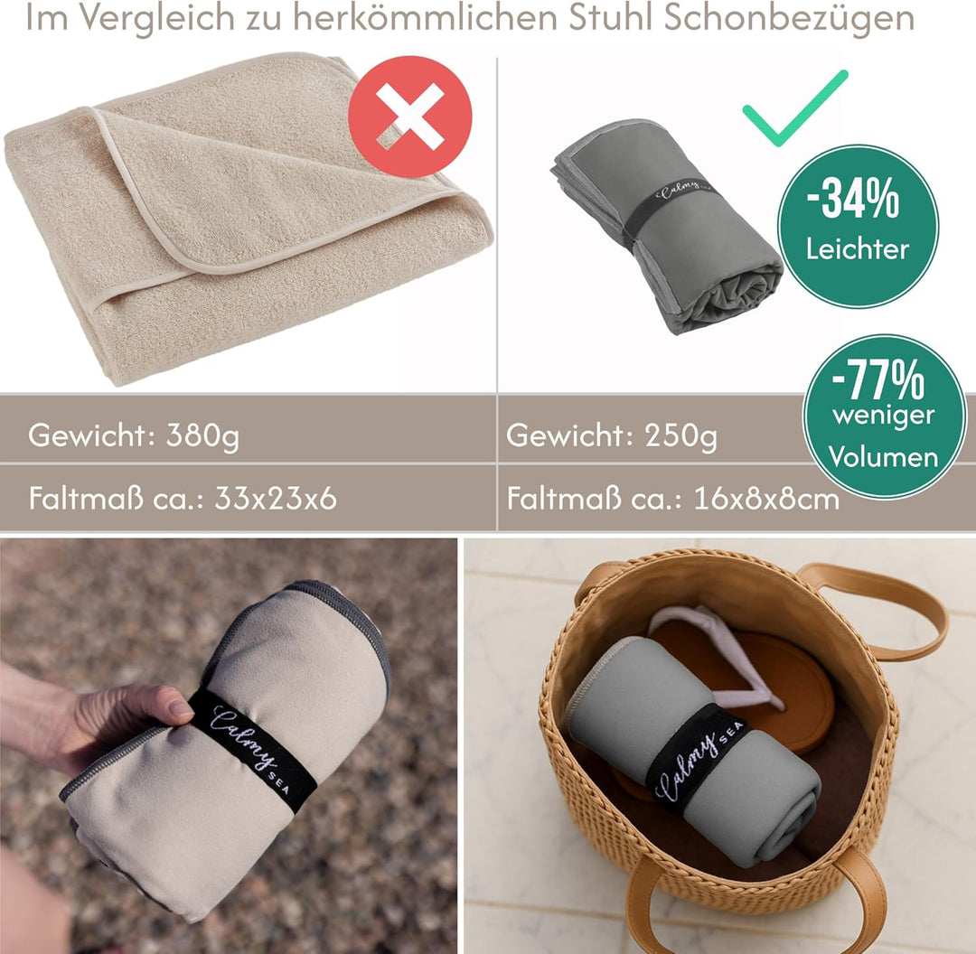 2X Schonbezug Gartenstuhl Hochlehner - 130x65cm mit Kapuze Microfaser Light Weight Schonbezüge für G