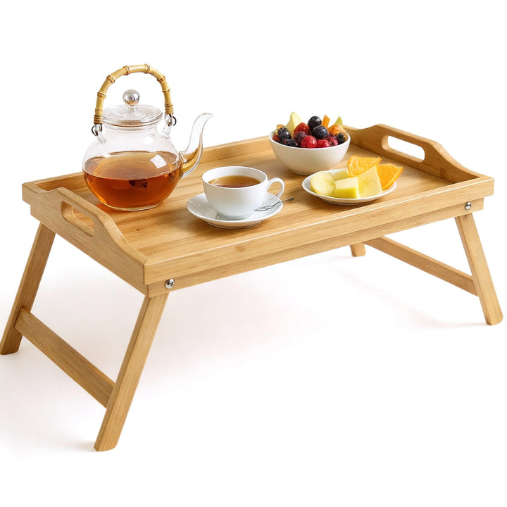 Frühstücks-Tablett klappbar Holz Serviertablett Betttablett Tablett Faltbare Beine im Bett