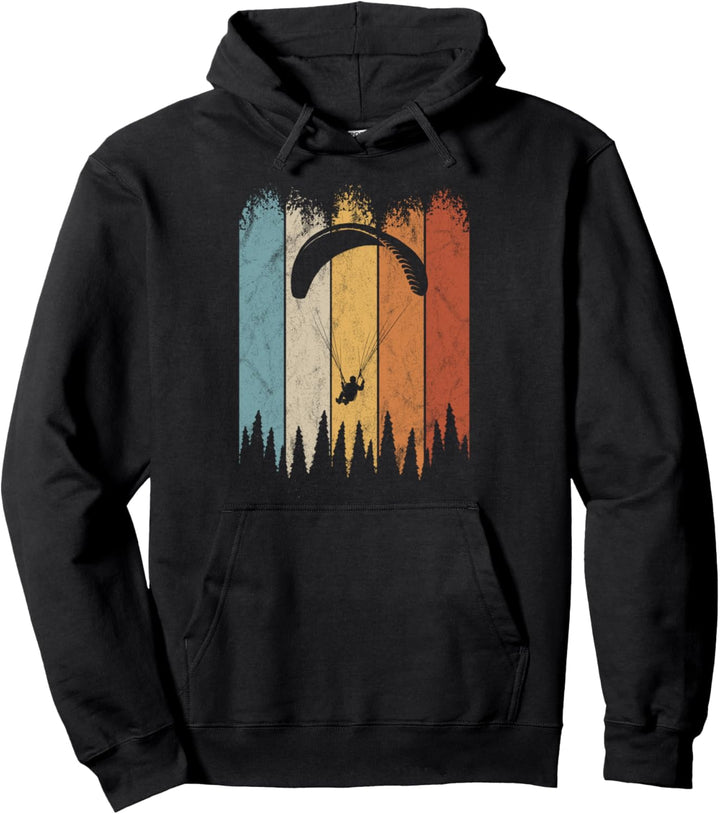 80er Retro Paragliding Silhouette Skydiving Gleitschirm Pullover Hoodie