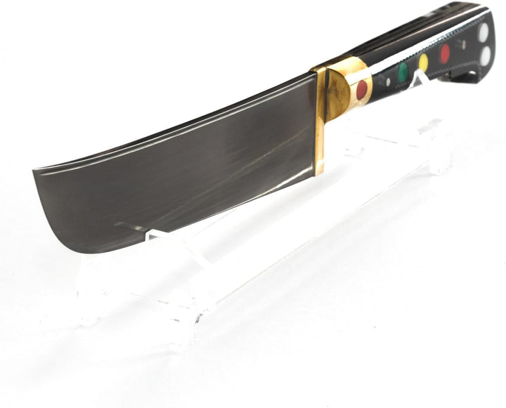 Uzbekisch Kazan Gusseisen Kasan mit Schaumlöffel und Usbekisches Messer Pchak Namangan Aluminiumdeck