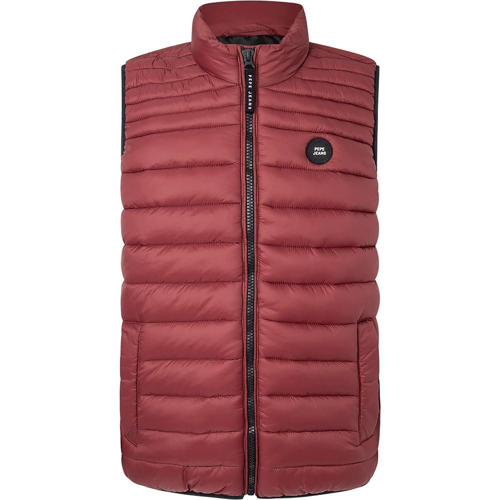 Pepe Jeans Herren Balle Gillet Puffer Weste L Rot (Burgundy), L Rot (Burgundy)