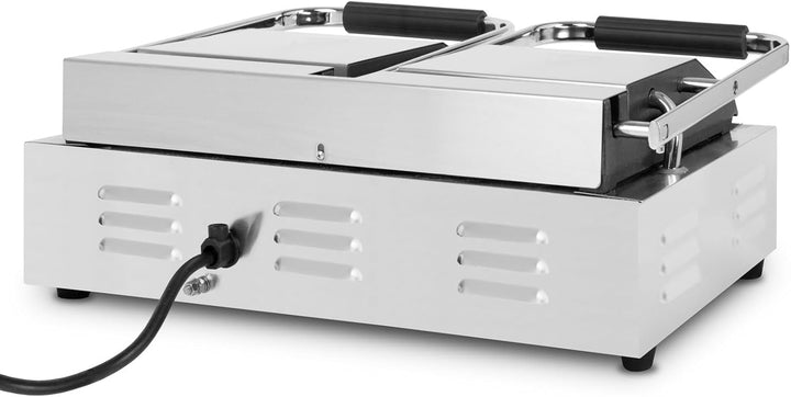VERTES Kontaktgrill doppelt, Gusseisen Grillplatte oben gerillt/unten flach, 3600 W Gastro Multigril