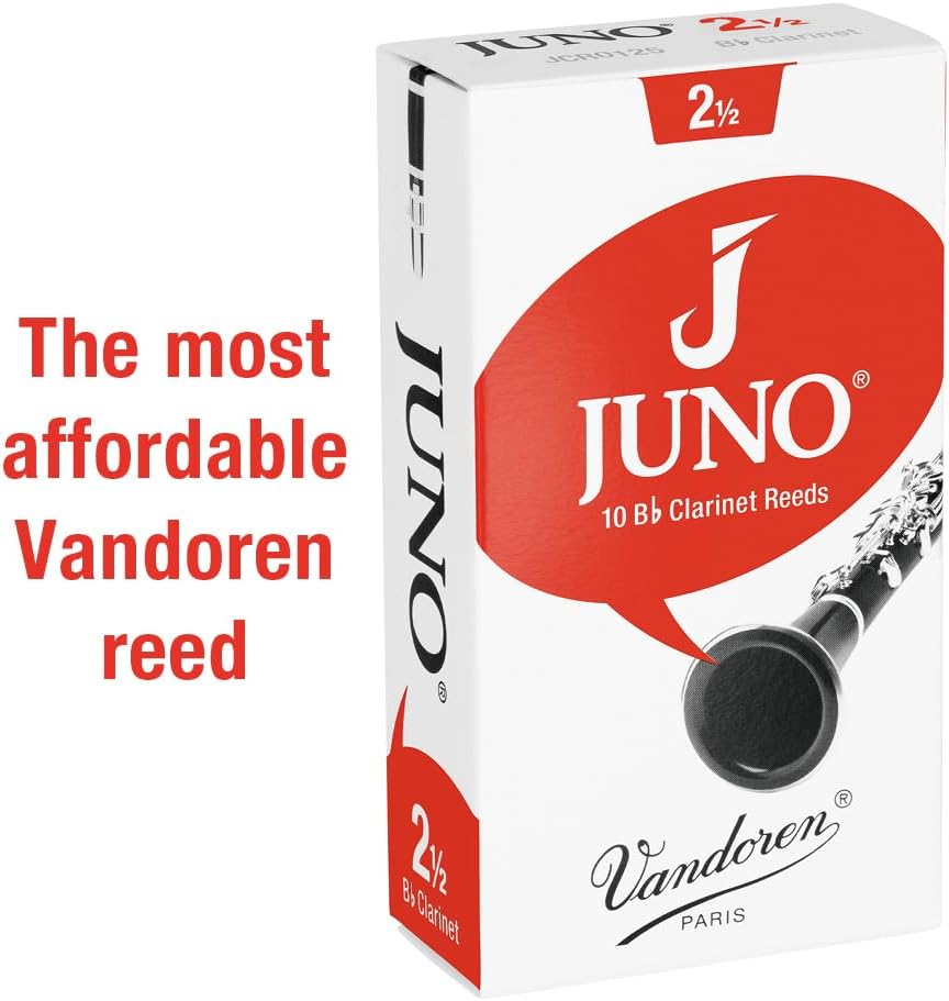 Vandoren Juno JCR0125 Rohrblätter für Bassklarinette (für Schüler) 10 Stück Reed Strength 2.5, Reed