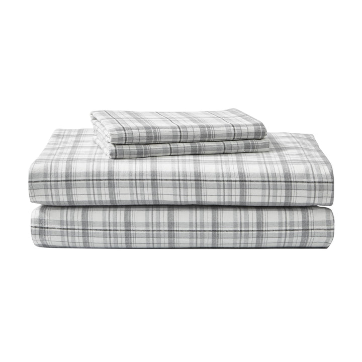 Eddie Bauer Beacon Hill Bettlaken-Set aus Flanell Hütte Queen grau, Queen