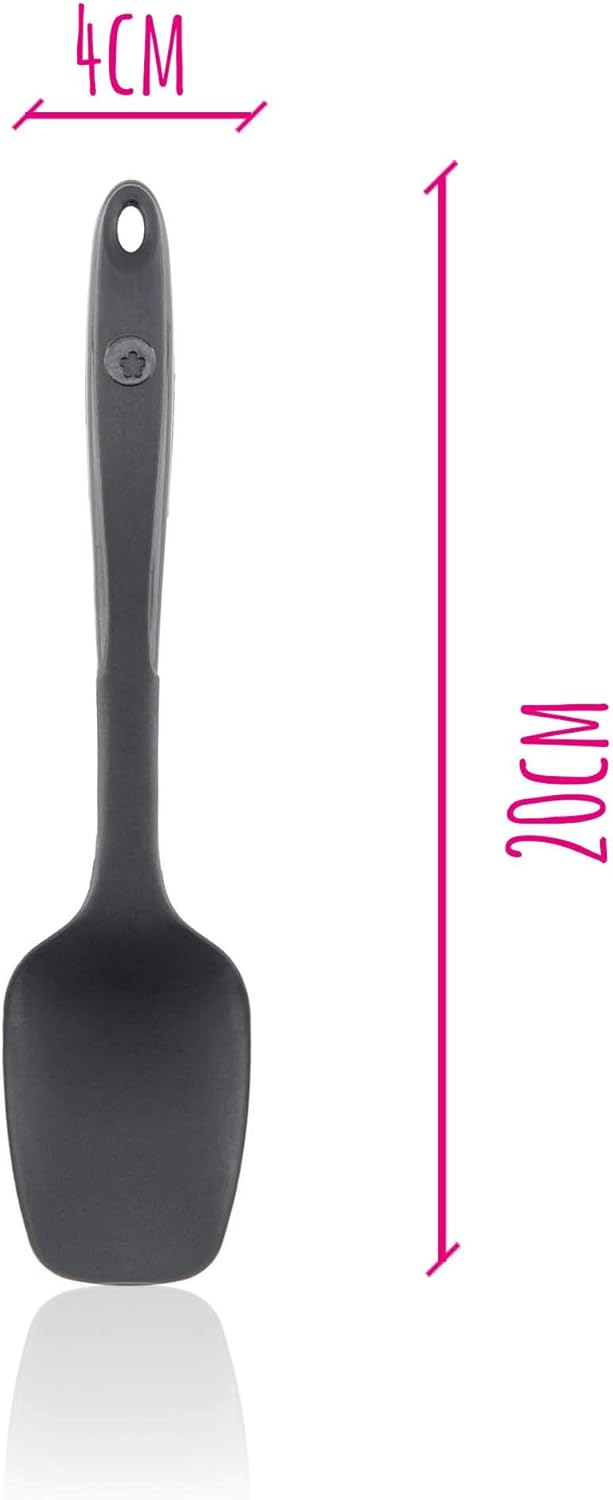 Kochblume Flexlöffel S 4er Set | Premium-Silikon | Hitzebeständig | Spülmaschinenfest | Farbe: anthr