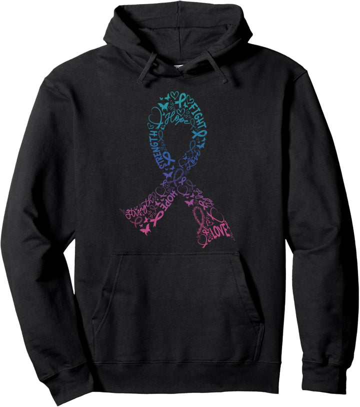 Schilddrüsenkrebs Kampf Krieger Geschenke Schilddrüse Ribbon Pullover Hoodie