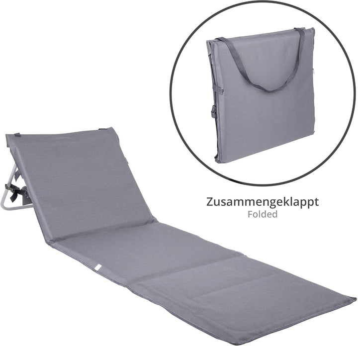 ONVAYA Premium Strandmatte 2cm gepolstert mit Rückenlehne | Strandliege faltbar | Strandmatratze | S