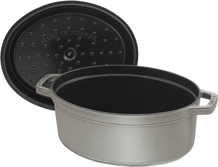 STAUB Gusseisen Bräter/Cocotte, Oval 33 cm, 6,7 L, Aromaregen Funktion, Für alle Herdarten geeignet,