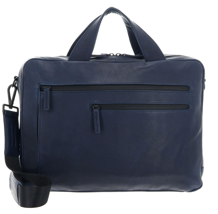 Leonhard Heyden Den Haag - Aktentasche 2 Fächer Leder 15" 40 cm Blau, Blau