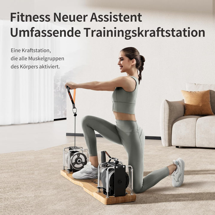 Tragbares Heimfitnessgerät – All-in-One Krafttrainingssystem mit einstellbarem Widerstand (7-17 kg),