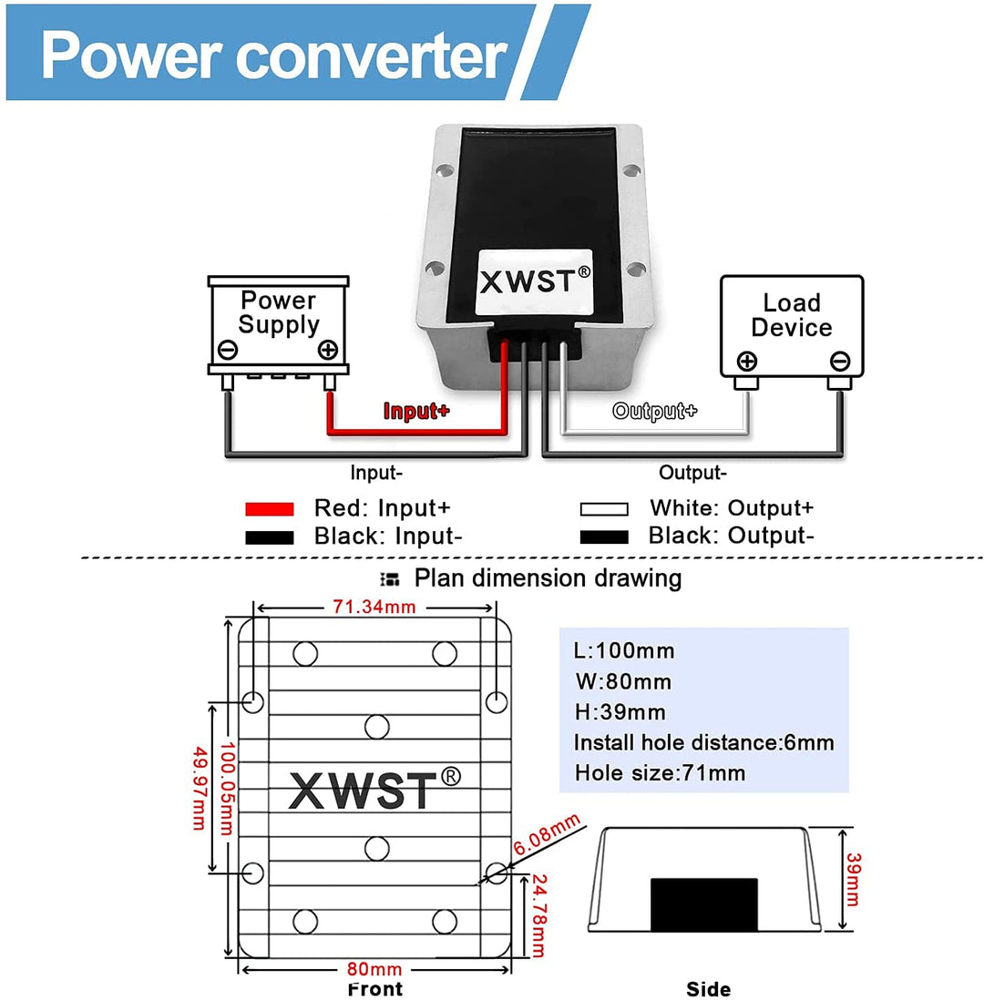 XWST DC DC 36V 48V auf 24V Spannungsregler 30A 720W Wechselrichter 30-60V zu 24V Abwärtstransformato
