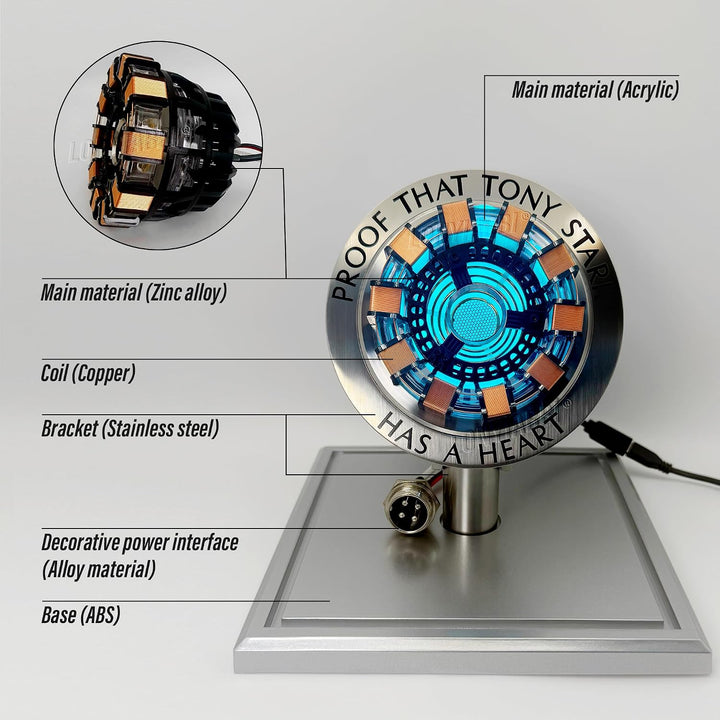 Lonyiabbi 1:1 Arc Reactor MK1 Model LED Light Vibration Sensing Control USB Interface Finished Produ