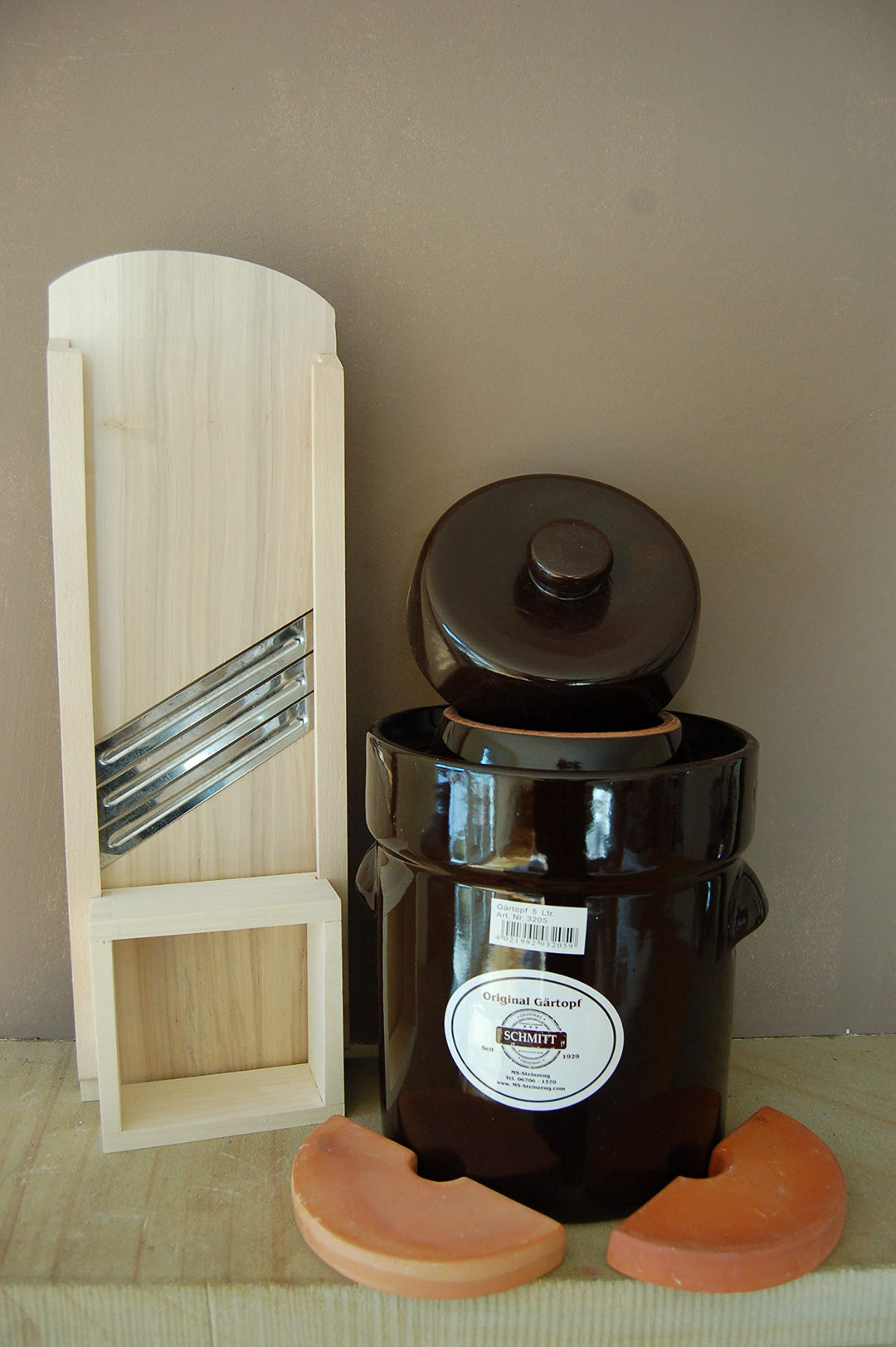 Gärtopf, Sauerkrauttopf 25 Ltr. + Krauthobel, Stampfer, Gabel Milchsäuregärung Einmachtopf ideal für