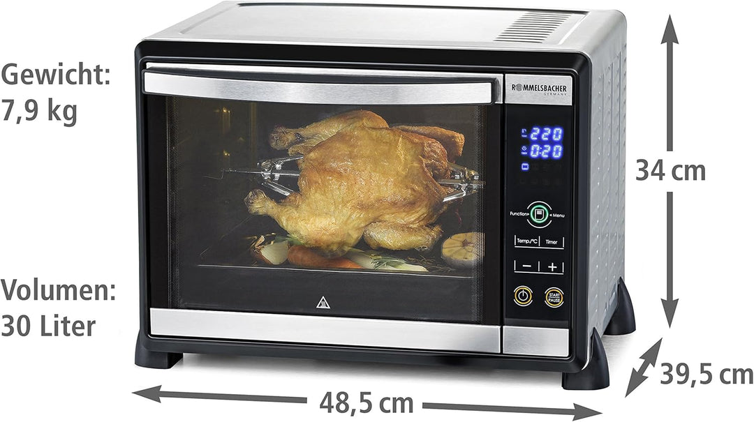 ROMMELSBACHER Elektronik Back & Grill Ofen BGE 1580/E - 30 Liter Backraum, elektronische Regelung vo