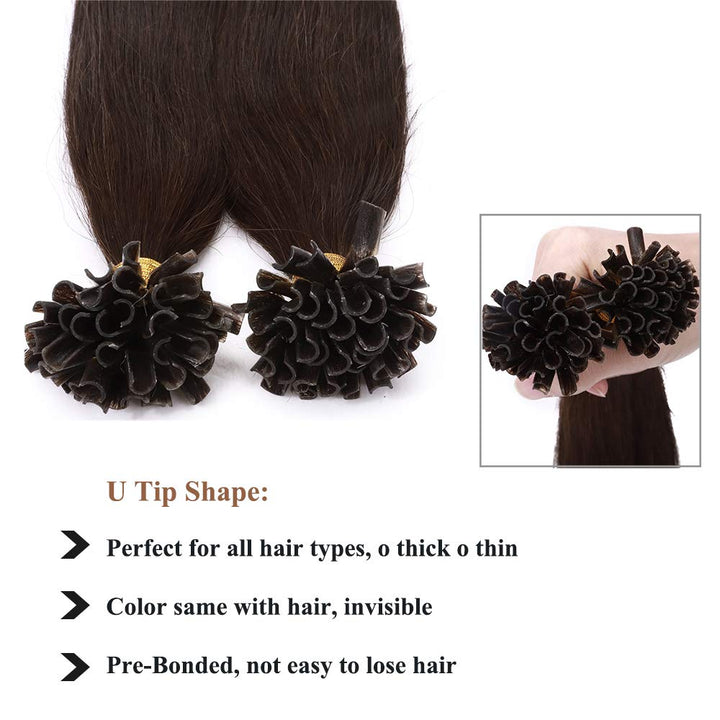 SEGO Extensions Echthaar Bondings Keratin U-Tip Remy Human Hair Haarverlängerung 50 Strähnen Mittelb